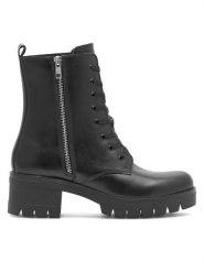 Lasocki Trzewiki WI23-PIAUSE-01 Czarny. Czarne botki damskie Lasocki, bez wzorów, ze skóry, bez obcasa, na słupku, bez zapięcia. Za 199.99 zł.