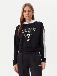 Guess Bluza V5GQ17 KCRT1 Czarny Regular Fit. Czarne bluzy damskie Guess, l, z aplikacjami, z syntetyku, bez ramiączek, bez kaptura. Za 269.99 zł.
