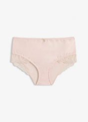 Figi maxi panty z miękkiej mikrofibry. Czerwone majtki damskie bonprix, z koronki. Za 42.99 zł.
