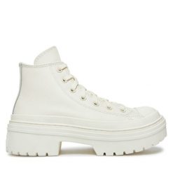 Trzewiki Converse. Białe botki damskie Converse, bez wzorów, retro, bez obcasa, na płaskiej podeszwie, bez zapięcia. Za 419.99 zł.