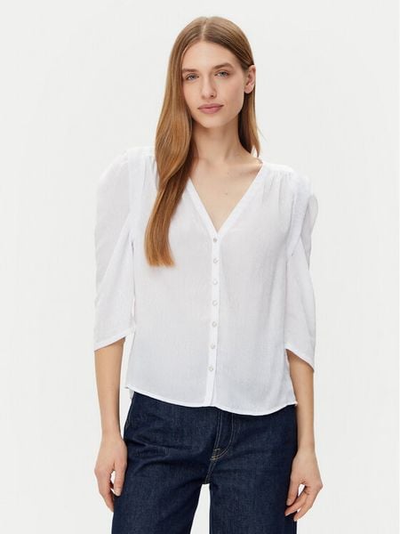 Morgan Bluzka 251-CALA Biały Regular Fit. Białe bluzki damskie Morgan, bez wzorów, z syntetyku, bez kołnierzyka, bez ramiączek. Za 129.99 zł.