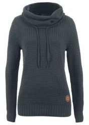 Gruby sweter z mieszanki bawełny. Czarne swetry nierozpinane damskie bonprix, bez wzorów, z bawełny, bez kołnierzyka, bez ramiączek. Za 124.99 zł.