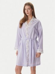 LAUREN RALPH LAUREN Szlafrok ILN42497 Fioletowy. Fioletowe szlafroki damskie Lauren Ralph Lauren, xs, bez wzorów, z bawełny, bez ramiączek, bez kaptura. Za 439.99 zł.