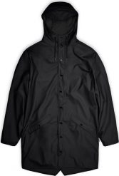 Rains Rains kurtka przeciwdeszczowa unisex LONG JACKET 12020 01 BLACK XS. Czarne kurtki sportowe damskie Rains, xs, bez wzorów, bez ramiączek, bez kaptura. Za 429.99 zł.