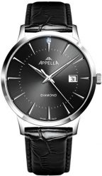 Zegarek męski Appella L12003.5296DQ czarny. Czarne zegarki męskie Appella, bez wzorów. Za 1,350.00 zł.