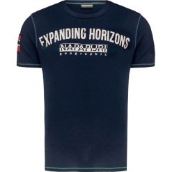 T-shirt NAPAPIJRI SELIZE. Niebieskie t-shirty męskie Napapijri, z aplikacjami, z bawełny, bez kołnierzyka, bez ramiączek. W wyprzedaży za 186.00 zł.