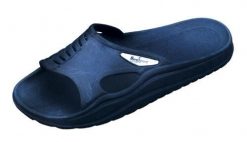 Beco unisex klapki saunowe granatowe. Czarne klapki męskie 47 Brand, bez wzorów, z materiału, bez zapięcia. Za 186.99 zł.