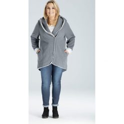 Szara bluza z kapturem oversize duże rozmiary PLUS SIZE JESIEŃ. Szare bluzy damskie Moda Size Plus Iwanek, na jesień, plus size, z aplikacjami, z bawełny, biznesowe, bez ramiączek, z kapturem. Za 169.00 zł.