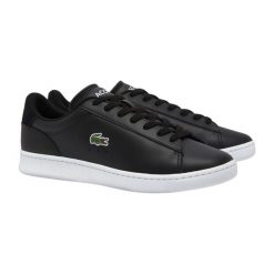 Sneakersy męskie Lacoste Carnaby Set buty sportowe tenisówki trampki czarne. Czarne trampki męskie Lacoste, bez wzorów, ze skóry, sportowe, bez zapięcia. Za 419.00 zł.