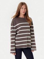 Tommy Hilfiger Bluzka Gold Button WW0WW45760 Brązowy Relaxed Fit. Brązowe bluzki damskie Tommy Hilfiger, xxl, bez wzorów, z bawełny, bez kołnierzyka, bez ramiączek. Za 209.99 zł.
