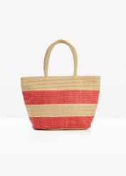 Torba shopper z juty, w paski. Brązowe shopperki damskie bonprix, bez wzorów, bez dodatków. Za 59.99 zł.