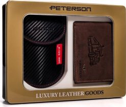 Peterson Zestaw Prezentowy: Skórzany Portfel Męski I Etui Na Kluczyk I Karty !. Portfele męskie Peterson, bez wzorów. Za 299.98 zł.