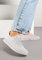 Szare Tenisówki z Perforowaną Cholewką Ellivene. Szare trampki i tenisówki damskie Renee, bez wzorów, z jeansu, bez zapięcia. Za 49.99 zł.
