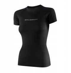 SS1373W Koszulka damska 3D PRO z krótkim rękawem czarny M. Czarne bluzki damskie Brubeck, m, bez wzorów, bez kołnierzyka, bez ramiączek. Za 153.57 zł.