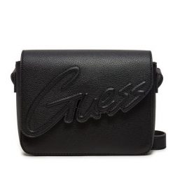 Torebka Guess. Czarne listonoszki damskie Guess, z aplikacjami, bez dodatków. Za 249.99 zł.