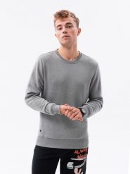 Bluza męska bez kaptura BASIC - szary melanż. Szare bluzy męskie Ombre Clothing, m, bez wzorów, z bawełny, klasyczne, bez ramiączek, bez kaptura. Za 29.99 zł.