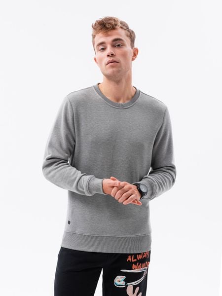 Bluza męska bez kaptura BASIC - szary melanż. Szare bluzy męskie Ombre Clothing, m, bez wzorów, z bawełny, klasyczne, bez ramiączek, bez kaptura. Za 29.99 zł.