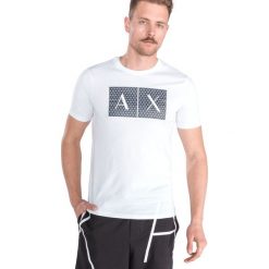Armani Exchange Koszulka Biały. Białe t-shirty męskie Armani Exchange, l, bez wzorów, z bawełny, bez kołnierzyka, bez ramiączek. Za 223.95 zł.