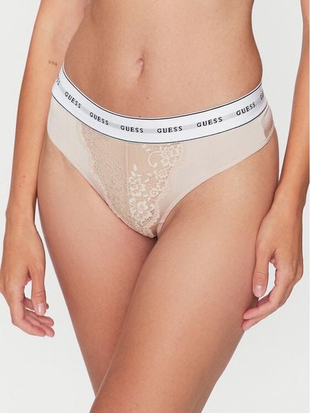 Guess Stringi Belle O2BE00 KBBT0 Beżowy. Brązowe majtki damskie Guess, z syntetyku. Za 59.99 zł.