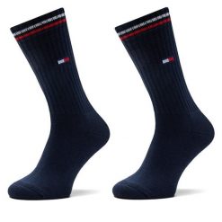 Skarpety długie Tommy Hilfiger. Niebieskie skarpetki damskie Tommy Hilfiger, bez wzorów. Za 59.99 zł.