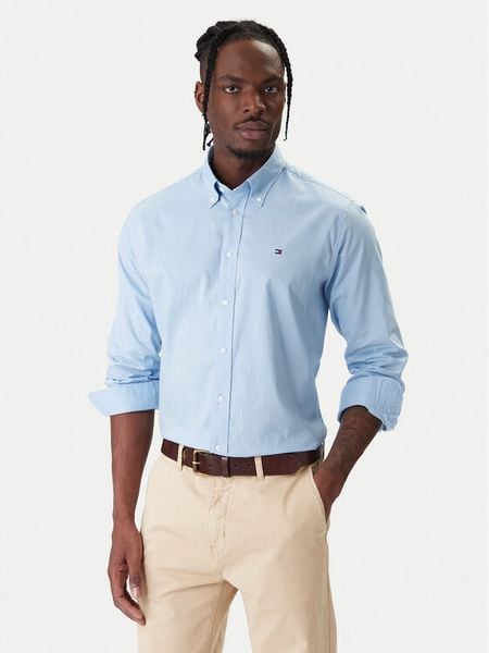 Tommy Hilfiger Koszula MW0MW40529 Błękitny Regular Fit. Niebieskie koszule męskie Tommy Hilfiger, m, bez wzorów, z bawełny, bez kołnierzyka, bez ramiączek. Za 369.99 zł.