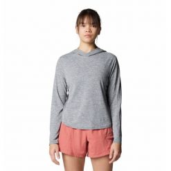 Bluza damska z kapturem Mountain Hardwear Sunblocker™. Szare bluzy damskie MOUNTAIN HARDWEAR, bez wzorów, bez ramiączek, z kapturem. Za 288.40 zł.