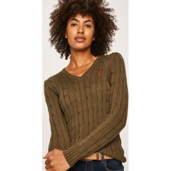 Polo Ralph Lauren - Sweter. Zielone swetry nierozpinane damskie Polo Ralph Lauren, m, bez wzorów, z bawełny, bez kołnierzyka, bez ramiączek. Za 619.90 zł.