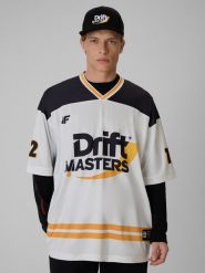 4F T-shirt loose z nadrukiem uniseks 4F x Drift Masters - biały L/XL. Białe koszulki sportowe męskie 4F, l, bez wzorów, z tkaniny, bez ramiączek. Za 199.99 zł.