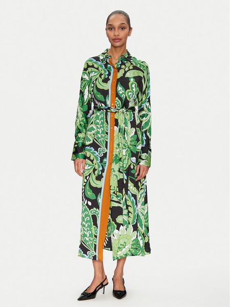 Lola Casademunt by Maite Sukienka koszulowa MS2516019 Zielony Regular Fit. Zielone sukienki damskie Lola Casademunt by Maite, s, bez wzorów, z syntetyku, bez kołnierzyka, bez ramiączek, koszulowe. Za 509.99 zł.