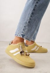 Żółte Sneakersy Typu Tenisówki Ozdobione Koralikami Daemeli. Żółte trampki i tenisówki damskie Renee, bez wzorów, z jeansu, bez zapięcia. Za 99.99 zł.