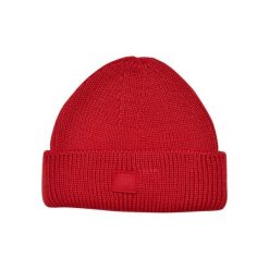 Czapka z wełny dzierganej Urban Classics. Czerwone czapki damskie Urban Classics, na zimę, bez wzorów, dziergany. Za 153.00 zł.