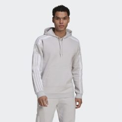 Bluza piłkarska męska adidas Squadra 21 Sweat Hoody. Szare bluzy męskie Adidas, m, bez wzorów, z bawełny, klasyczne, bez ramiączek, z kapturem. Za 158.08 zł.