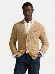 Polo Ralph Lauren Kardigan 710890548006 Beżowy Regular Fit. Brązowe swetry męskie Polo Ralph Lauren, m, bez wzorów, z bawełny, bez kołnierzyka, bez ramiączek. Za 1,199.00 zł.