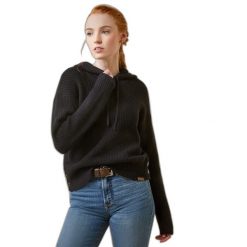 Bluza z kapturem damska Ariat Los Altos. Czarne bluzy damskie Ariat, na zimę, bez wzorów, z wełny, bez ramiączek, z kapturem. W wyprzedaży za 480.00 zł.