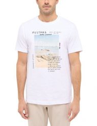 Męski T-Shirt Mustang Style Austin Bright White 1016282 2007. Białe t-shirty męskie Mustang, m, bez wzorów, bez kołnierzyka, bez ramiączek. Za 69.99 zł.