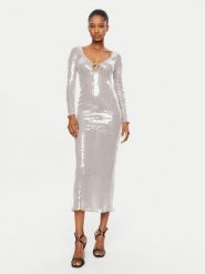 Bardot Sukienka koktajlowa Verona 58859DB Srebrny Slim Fit. Szare sukienki damskie Bardot, bez wzorów, z syntetyku, wizytowe, bez kołnierzyka, bez ramiączek. Za 429.99 zł.