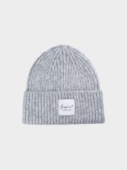 4F Czapka zimowa damska - szara M. Szare czapki damskie 4F, na zimę, bez wzorów, z materiału, klasyczne. W wyprzedaży za 49.99 zł.