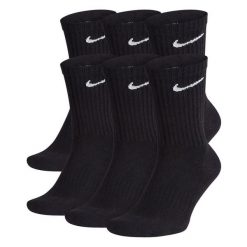 Skarpety Unisex Adult Everyday Cushioned (zestaw 6 Sztuk). Czarne skarpetki damskie Nike, bez wzorów. Za 155.99 zł.