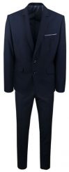 Granatowy Garnitur na Studniówkę lub Wesele - Taliowany - Casino. Niebieskie garnitury męskie Casino, l, bez wzorów, z poliesteru, biznesowe. Za 385.00 zł.