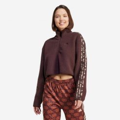 Bluza damska ADIDAS Gym & Pilates. Brązowe bluzy damskie Adidas, m, bez wzorów, z materiału, klasyczne, bez ramiączek, bez kaptura. Za 329.99 zł.