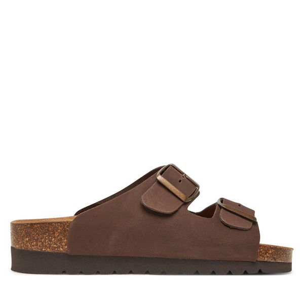 Klapki Grünland. Brązowe klapki damskie Grünland, bez wzorów, bez obcasa, bez zapięcia. Za 309.99 zł.