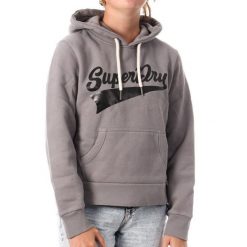 Bluza damska z kapturem Superdry Super Athletics. Szare bluzy damskie Superdry, l, bez wzorów, z bawełny, klasyczne, bez ramiączek, z kapturem. Za 349.40 zł.