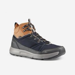 Buty turystyczne męskie Quechua NH100 Mid wodoodporne. Brązowe buty zimowe męskie QUECHUA, bez wzorów, z meshu, bez obcasa, bez zapięcia. Za 169.99 zł.