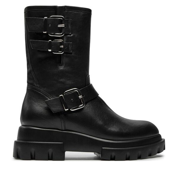 Botki AGL. Czarne botki damskie AGL, bez wzorów, bez obcasa, na płaskiej podeszwie, bez zapięcia. Za 1,269.00 zł.