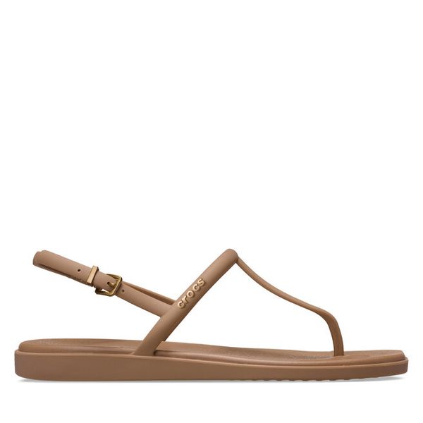 Sandały Crocs. Brązowe sandały damskie Crocs, bez wzorów, bez obcasa, na płaskiej podeszwie, bez zapięcia. Za 139.99 zł.