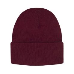 Jednokolorowa Czapka Zimowa Typu Beanie – Zimowa - Bordowa. Czerwone czapki męskie His Story, na jesień, bez wzorów. Za 40.00 zł.