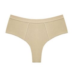 Brazyliany z wysokim stanem z elastycznego materiału Heddie. Brązowe majtki damskie Intica, ze skóry. Za 69.00 zł.