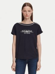 Guess T-Shirt W6YI58 K5317 Granatowy Regular Fit. Niebieskie t-shirty damskie Guess, s, z aplikacjami, z bawełny, bez kołnierzyka, bez ramiączek. Za 234.99 zł.