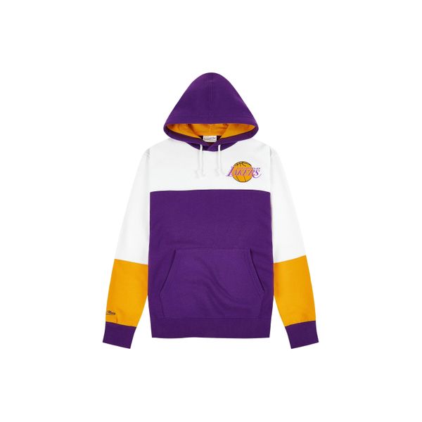 Bluza z kapturem Fusion fleece 2.0 Los Angeles Lakers. Białe bluzy męskie Mitchell & Ness, bez wzorów, z kapturem, do koszykówki. Za 324.50 zł.