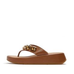 Klapki damskie FitFlop F-Mode Ultra. Brązowe klapki damskie FIT FLOP, bez wzorów, z materiału, eleganckie, bez obcasa, bez zapięcia. Za 859.00 zł.